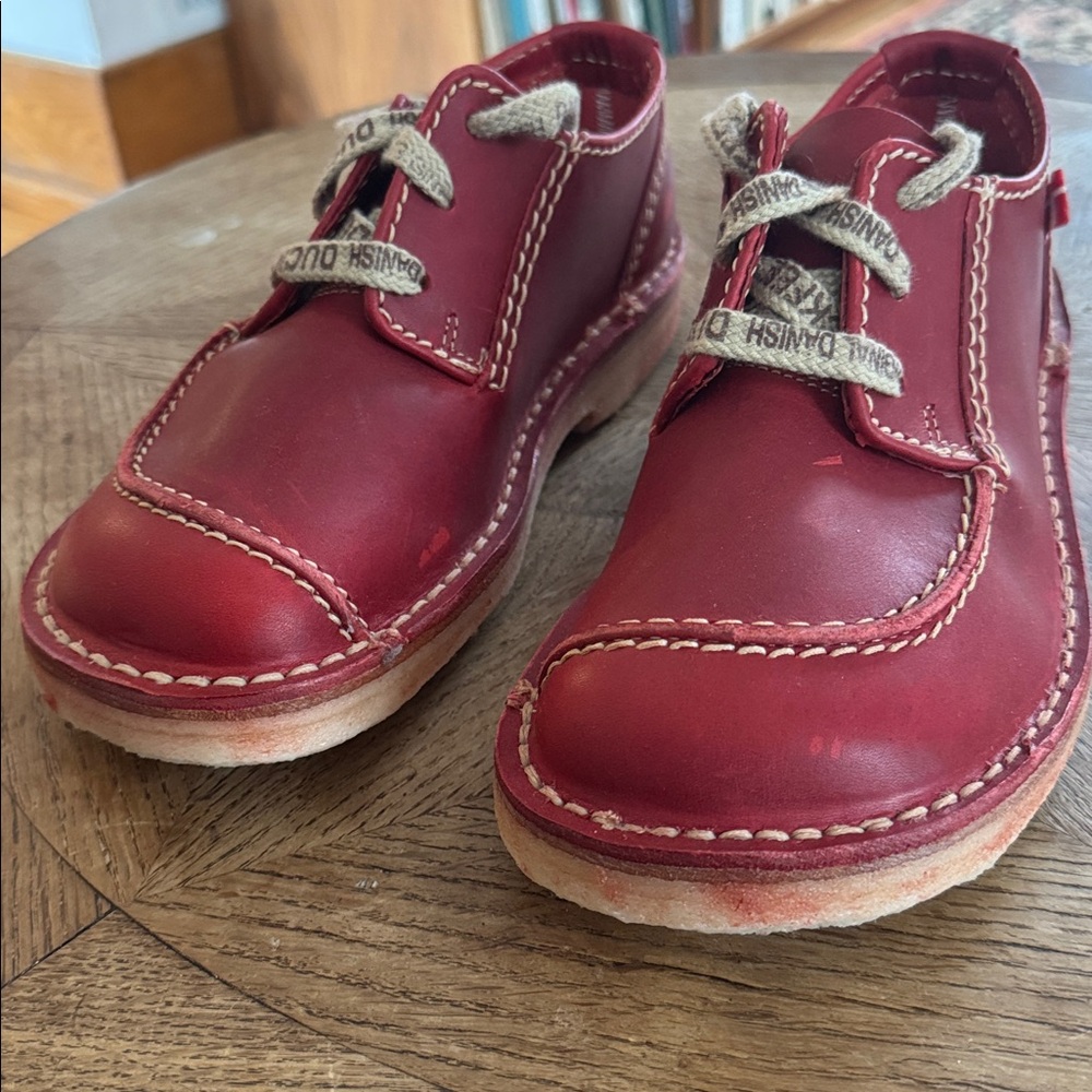 DUCKFEET Fyn Lace Up Shoes Red Leather Granate 39 8.5 9 - Picture 3 of 9
